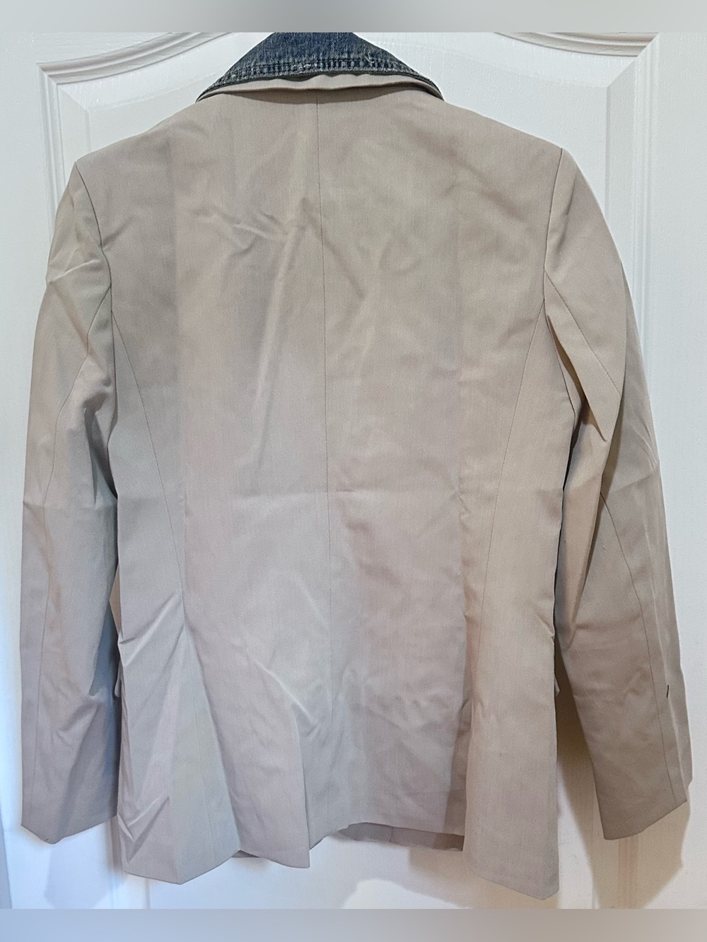Upcycled Beige Levi inspired Blazer with Denim Patchwork size M - Picture 4 of 4